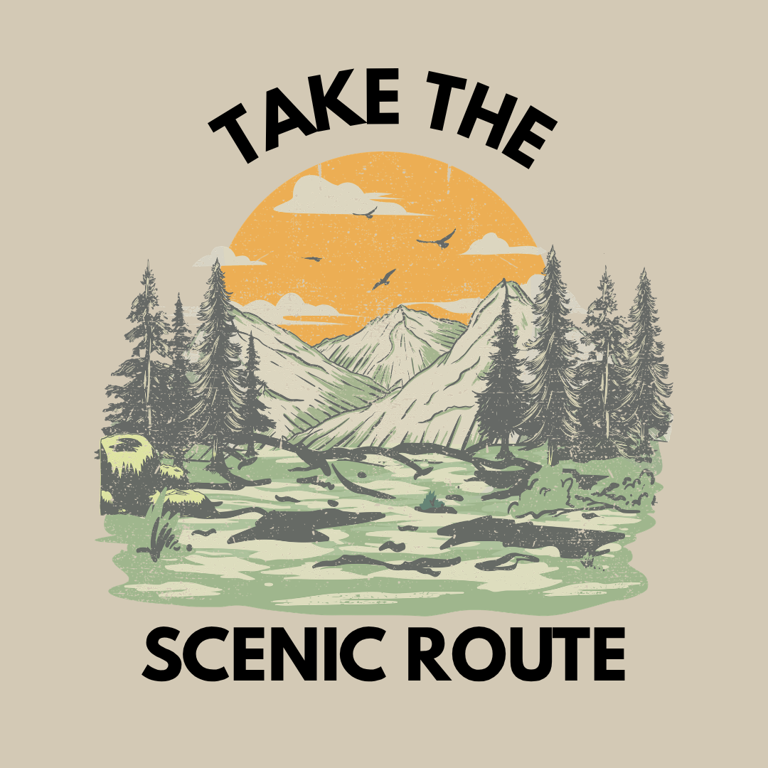 Take The Scenic Route T-Shirt — Vintage Mountain Sunset Outdoor Tee