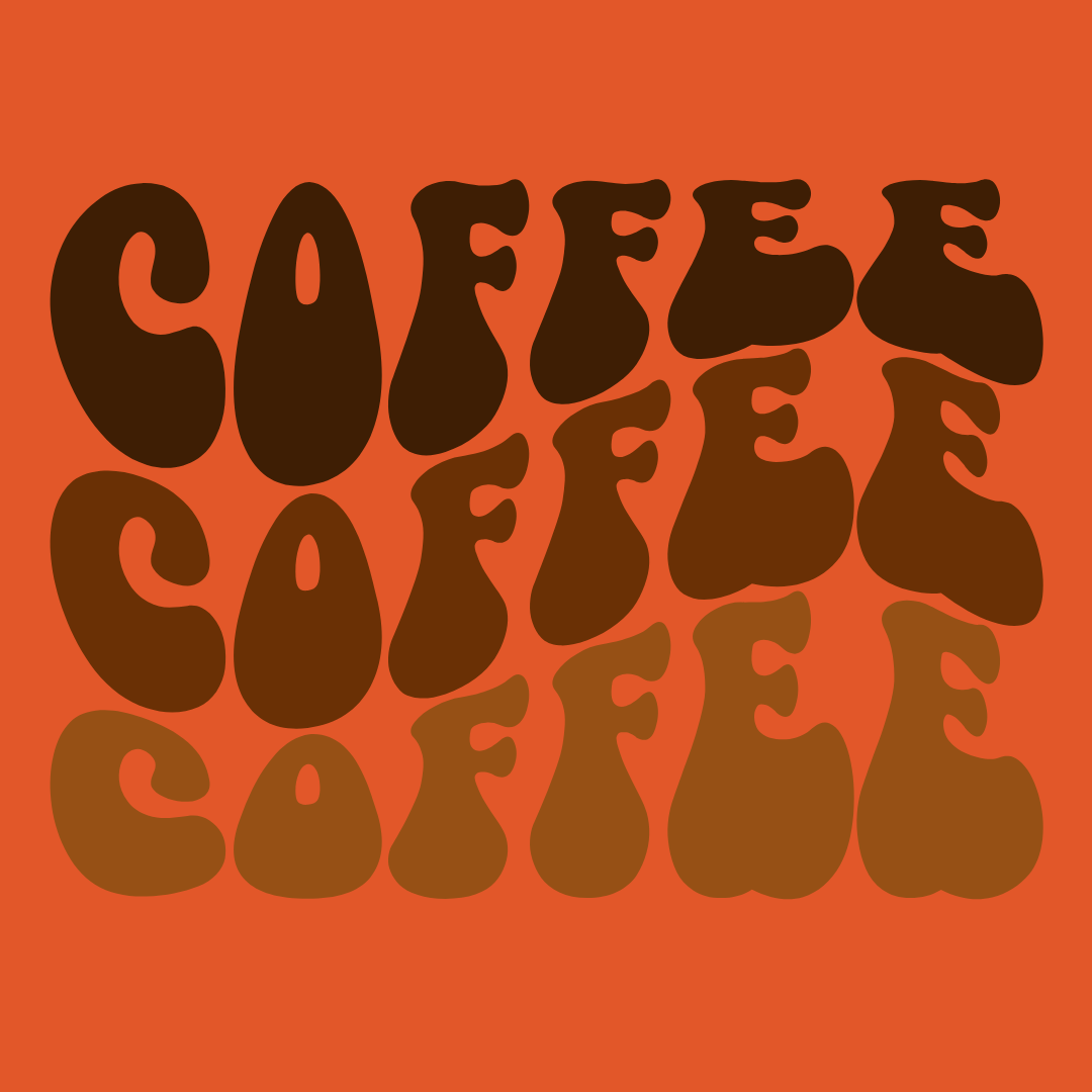 Coffee Repeat T-Shirt — Retro Brown Typography Tee for Coffee Lovers
