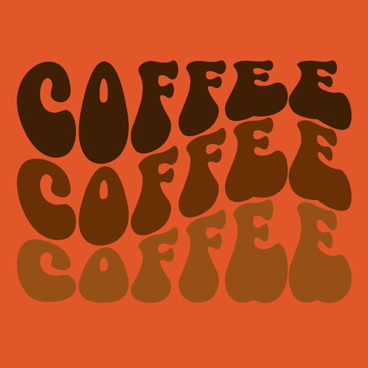 Coffee Repeat T-Shirt — Retro Brown Typography Tee for Coffee Lovers