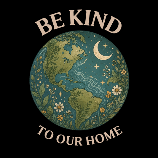 Earth Graphic T-Shirt — "Be Kind To Our Home" Eco Awareness Tee