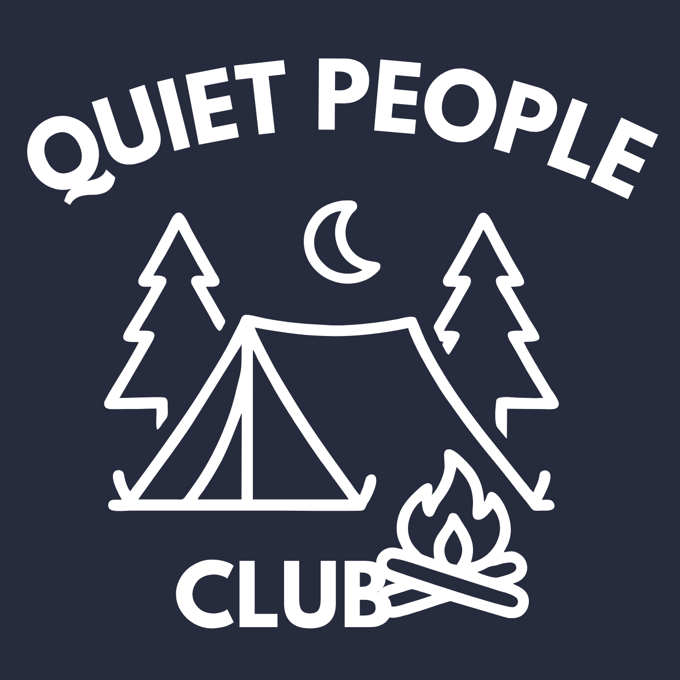 Quiet People Club T-Shirt — Camping Tent Moon Graphic Tee