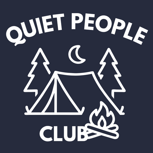 Quiet People Club T-Shirt — Camping Tent Moon Graphic Tee