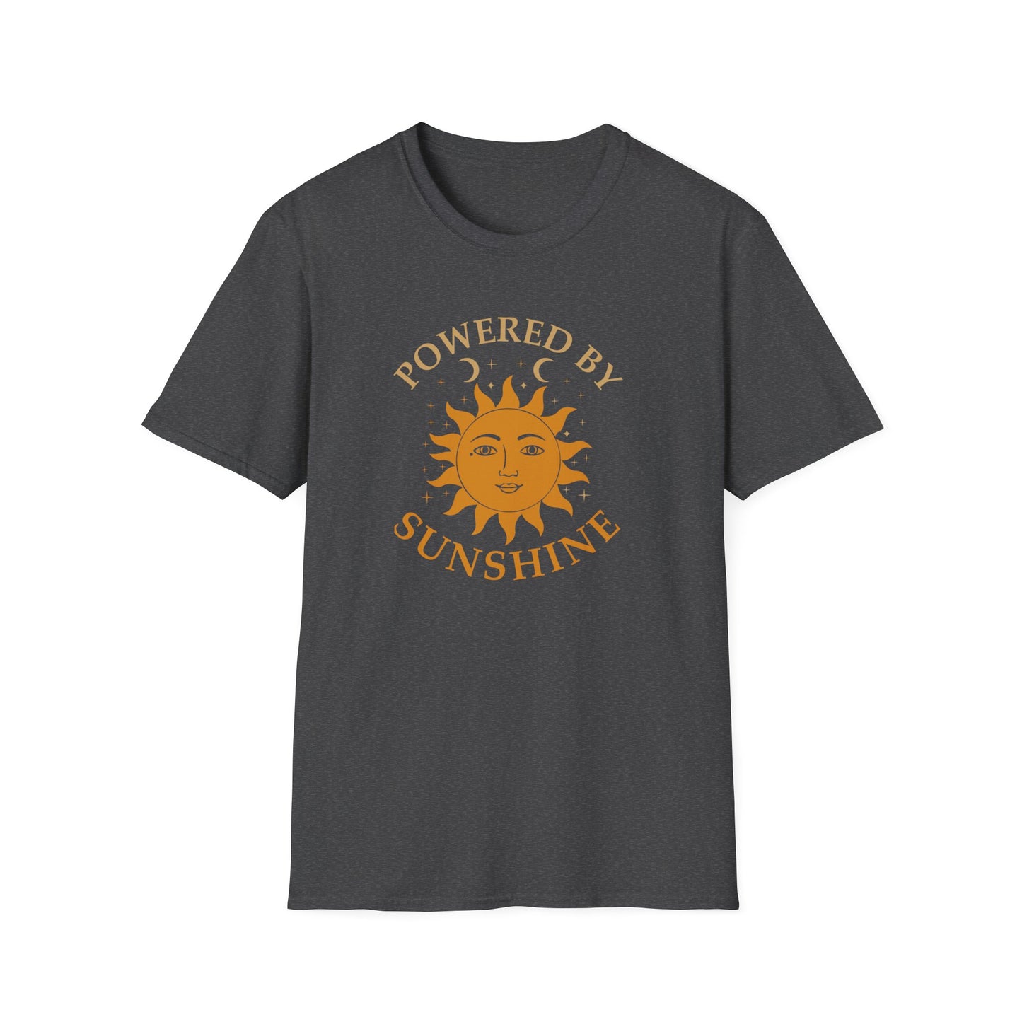 Powered by Sunshine T-Shirt — Retro Sun Graphic Tee