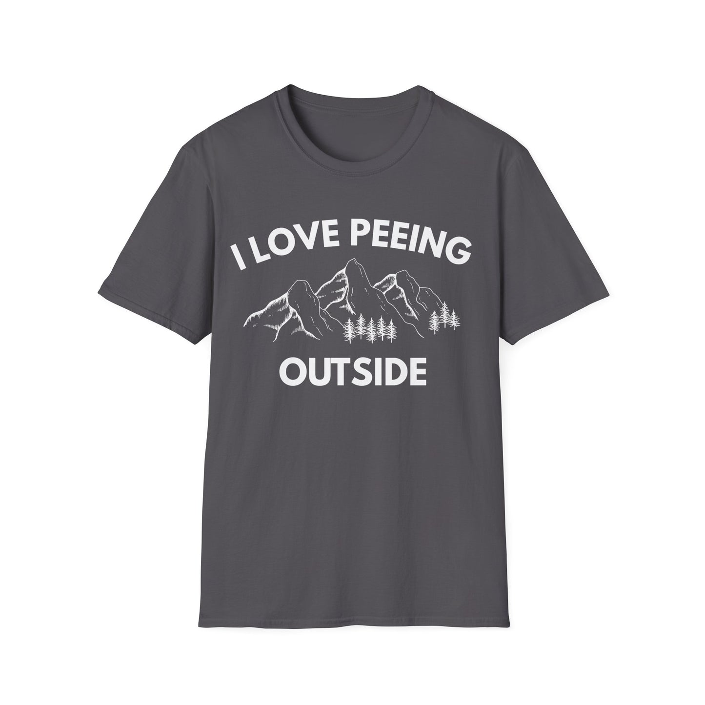 I Love Peeing Outside T-Shirt — Funny Outdoor Camping Tee with Mountain Graphic