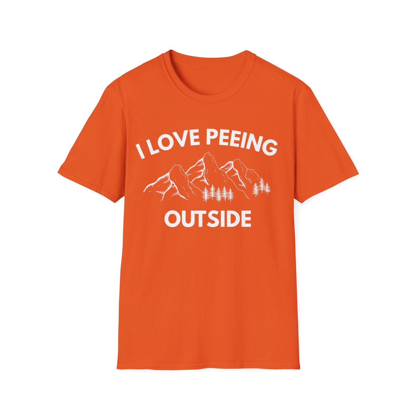 I Love Peeing Outside T-Shirt — Funny Outdoor Camping Tee with Mountain Graphic