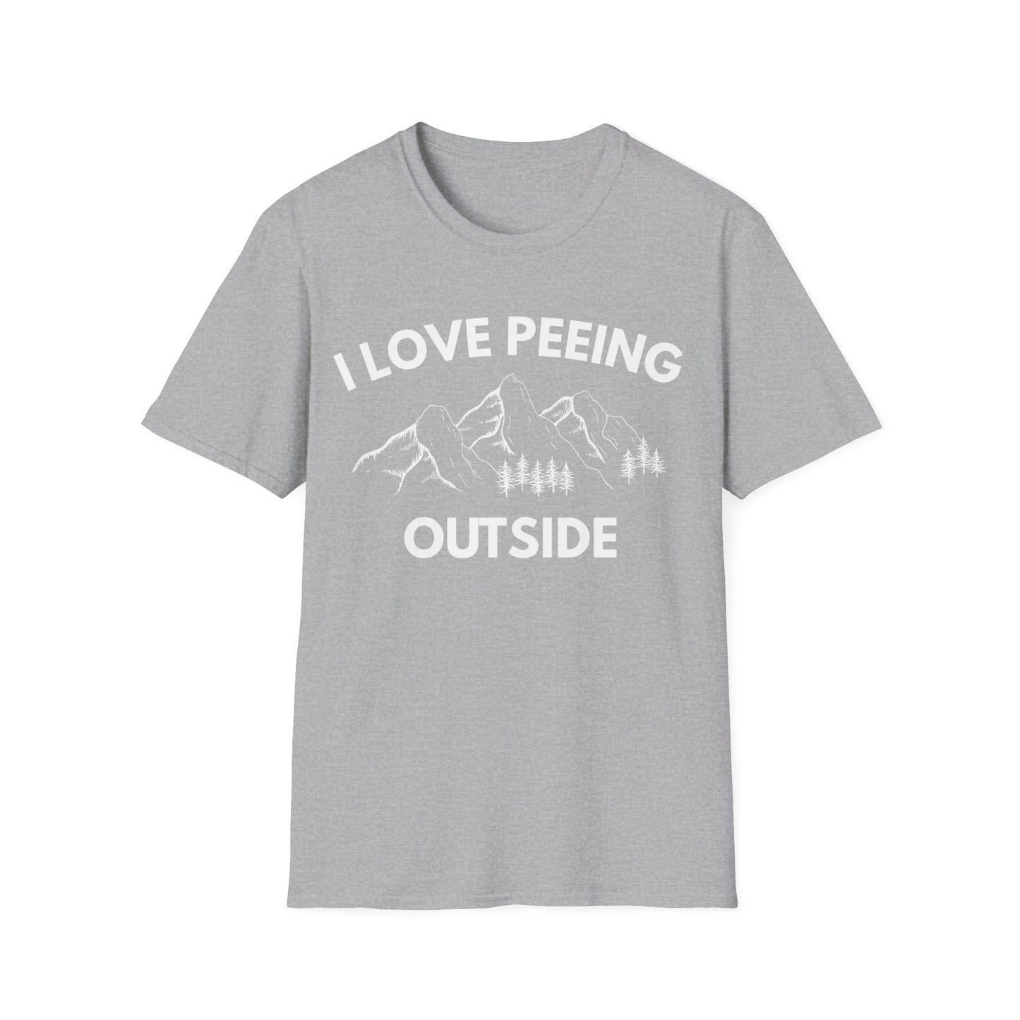 I Love Peeing Outside T-Shirt — Funny Outdoor Camping Tee with Mountain Graphic