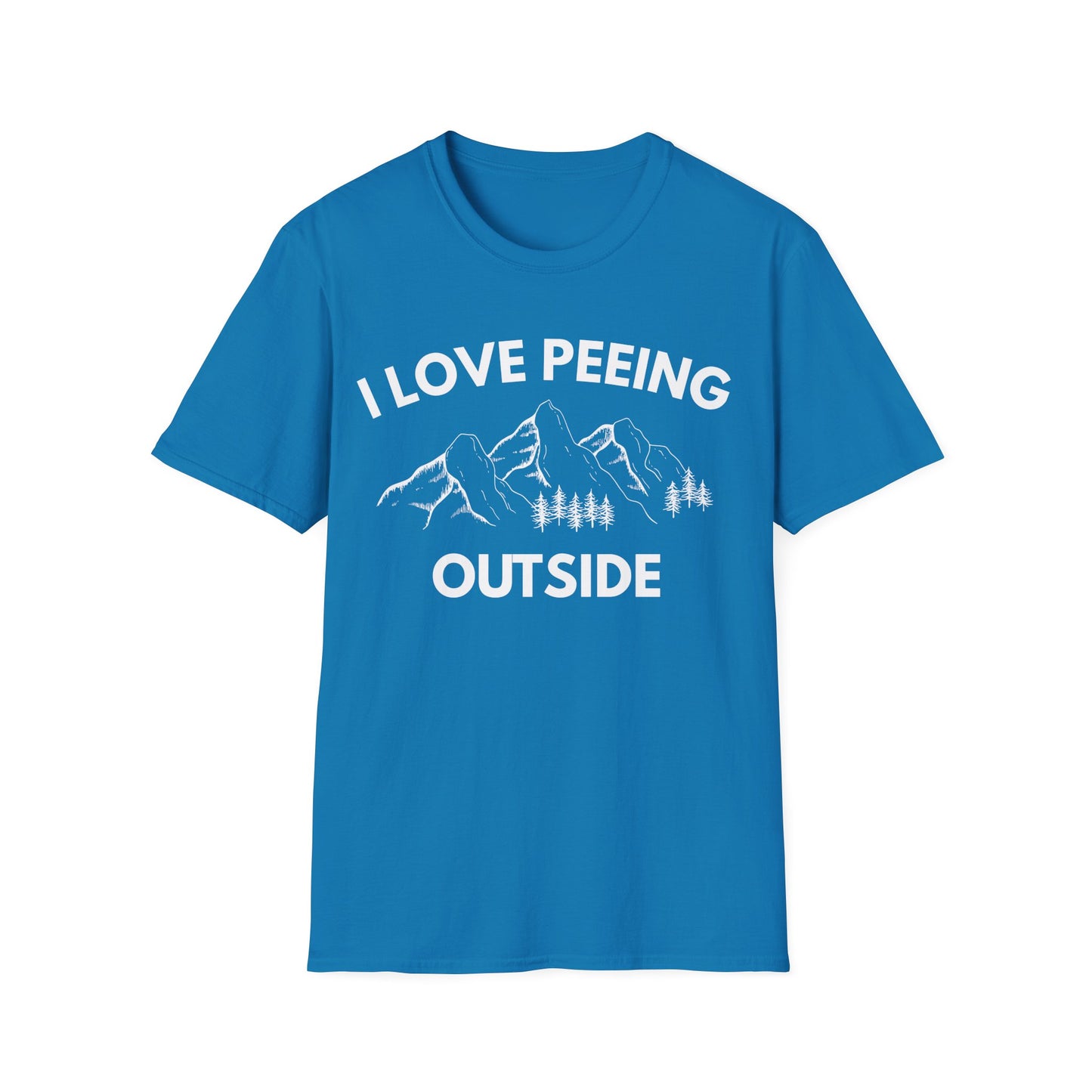 I Love Peeing Outside T-Shirt — Funny Outdoor Camping Tee with Mountain Graphic