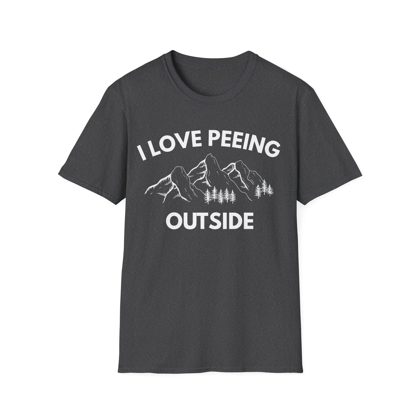 I Love Peeing Outside T-Shirt — Funny Outdoor Camping Tee with Mountain Graphic