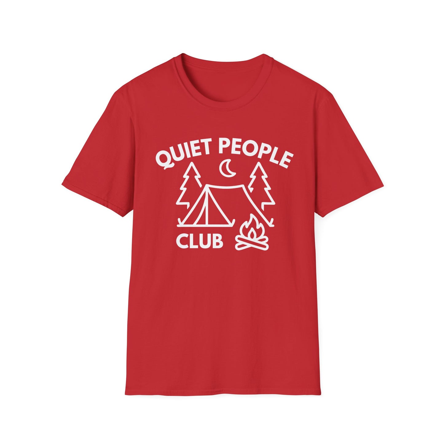 Quiet People Club T-Shirt — Camping Tent Moon Graphic Tee