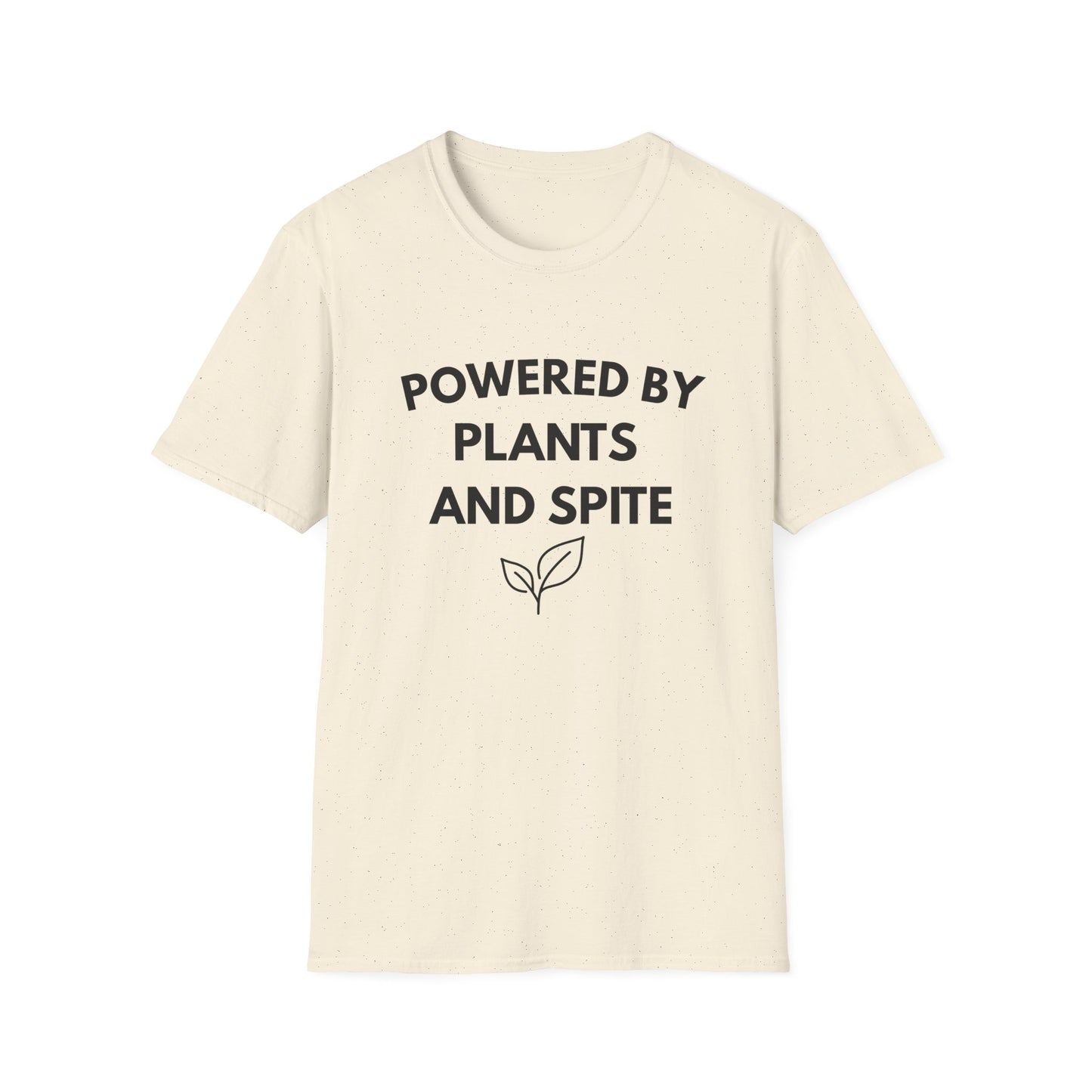 Powered by Plants and Spite T-Shirt — Funny Vegan Plant-Lover Tee