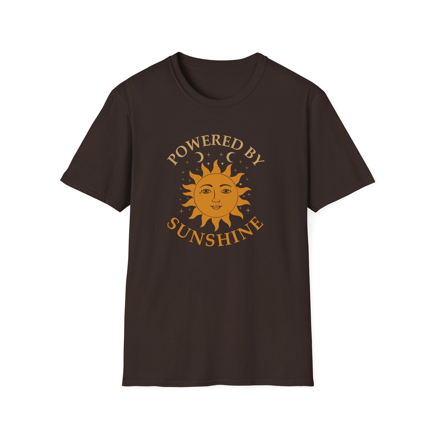 Powered by Sunshine T-Shirt — Retro Sun Graphic Tee