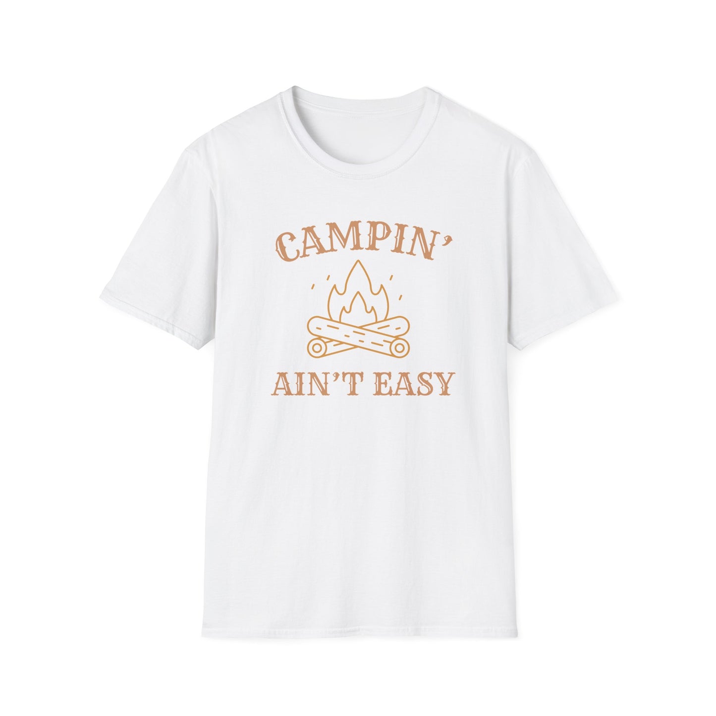 Campin' Ain't Easy T-Shirt — Retro Campfire Graphic Tee for Outdoor Lovers