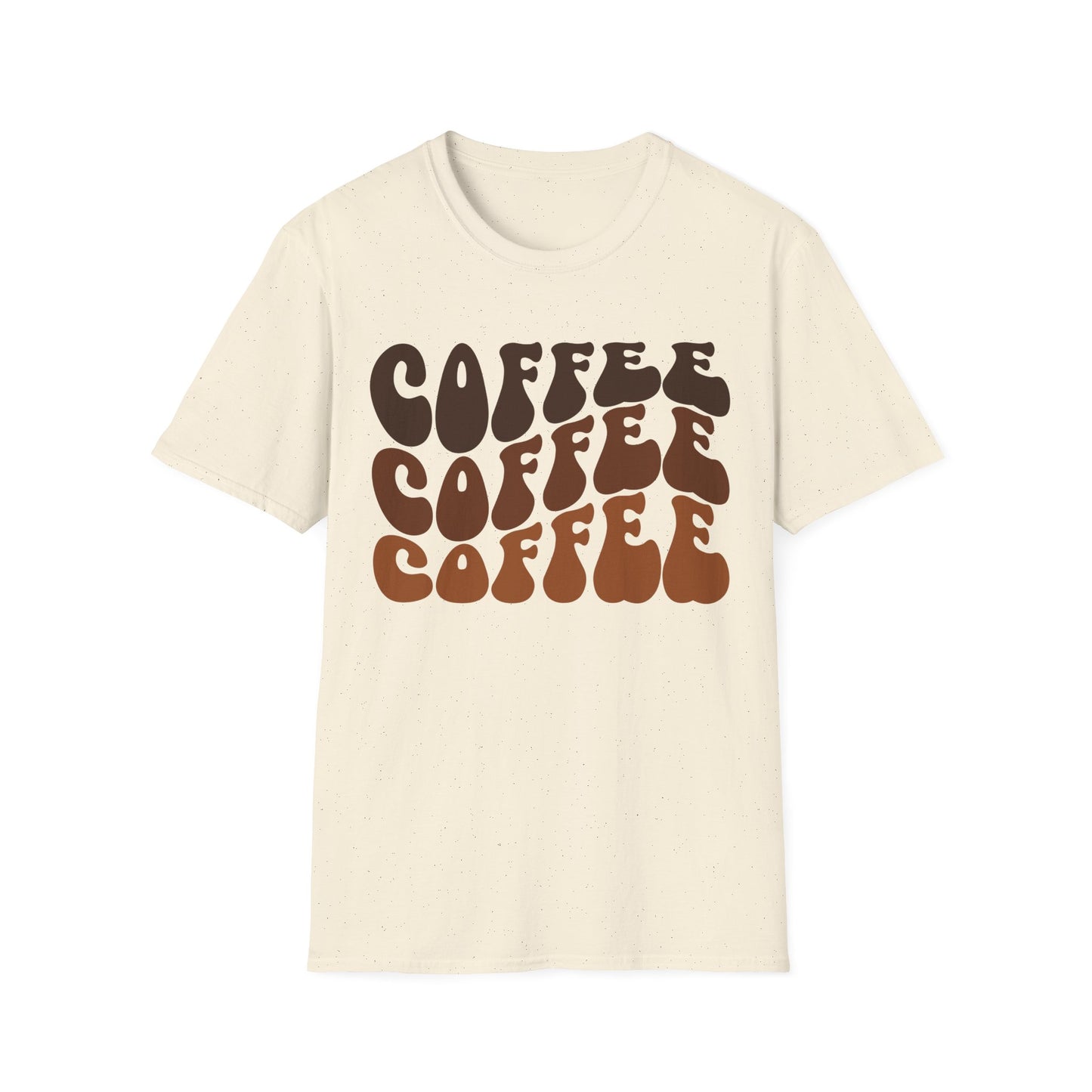 Coffee Repeat T-Shirt — Retro Brown Typography Tee for Coffee Lovers