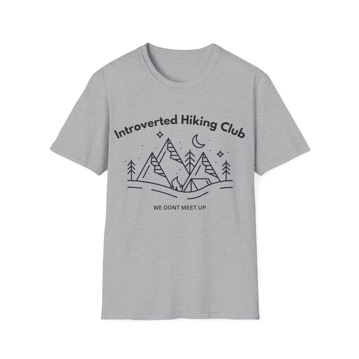 Introverted Hiking Club T-Shirt — 'We Don’t Meet Up' Minimal Mountain Tee
