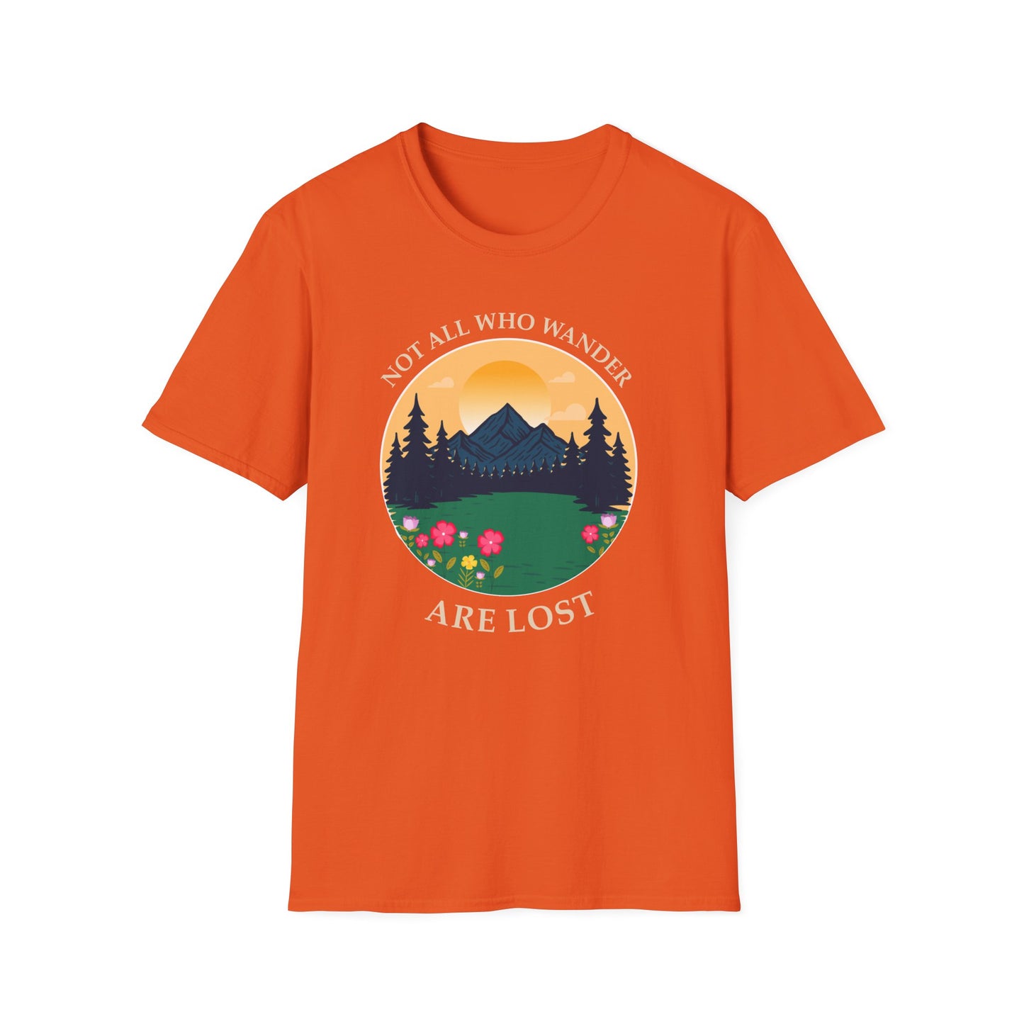 Wanderlust Mountain T-Shirt — "Not All Who Wander Are Lost" Scenic Tee