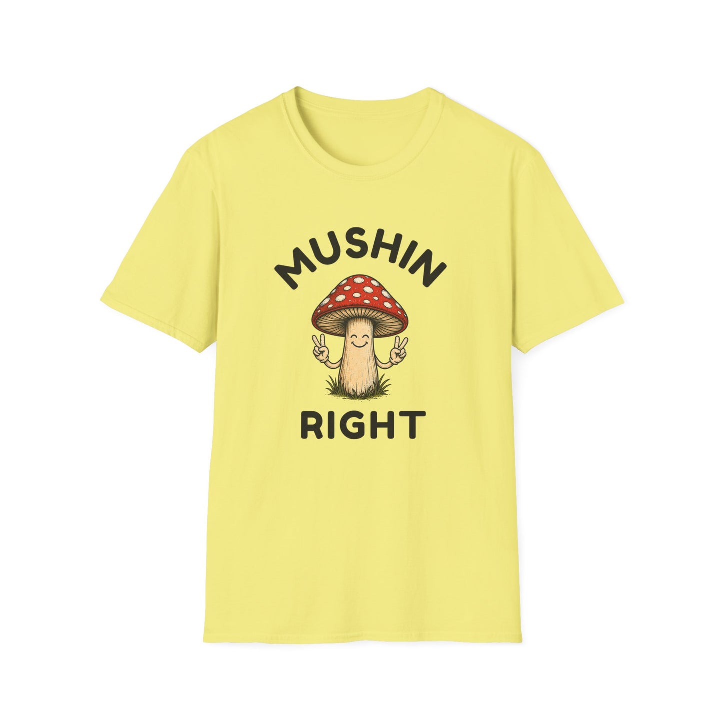 Mushin Right Mushroom Graphic T-Shirt — Funny Mushroom Pun Tee