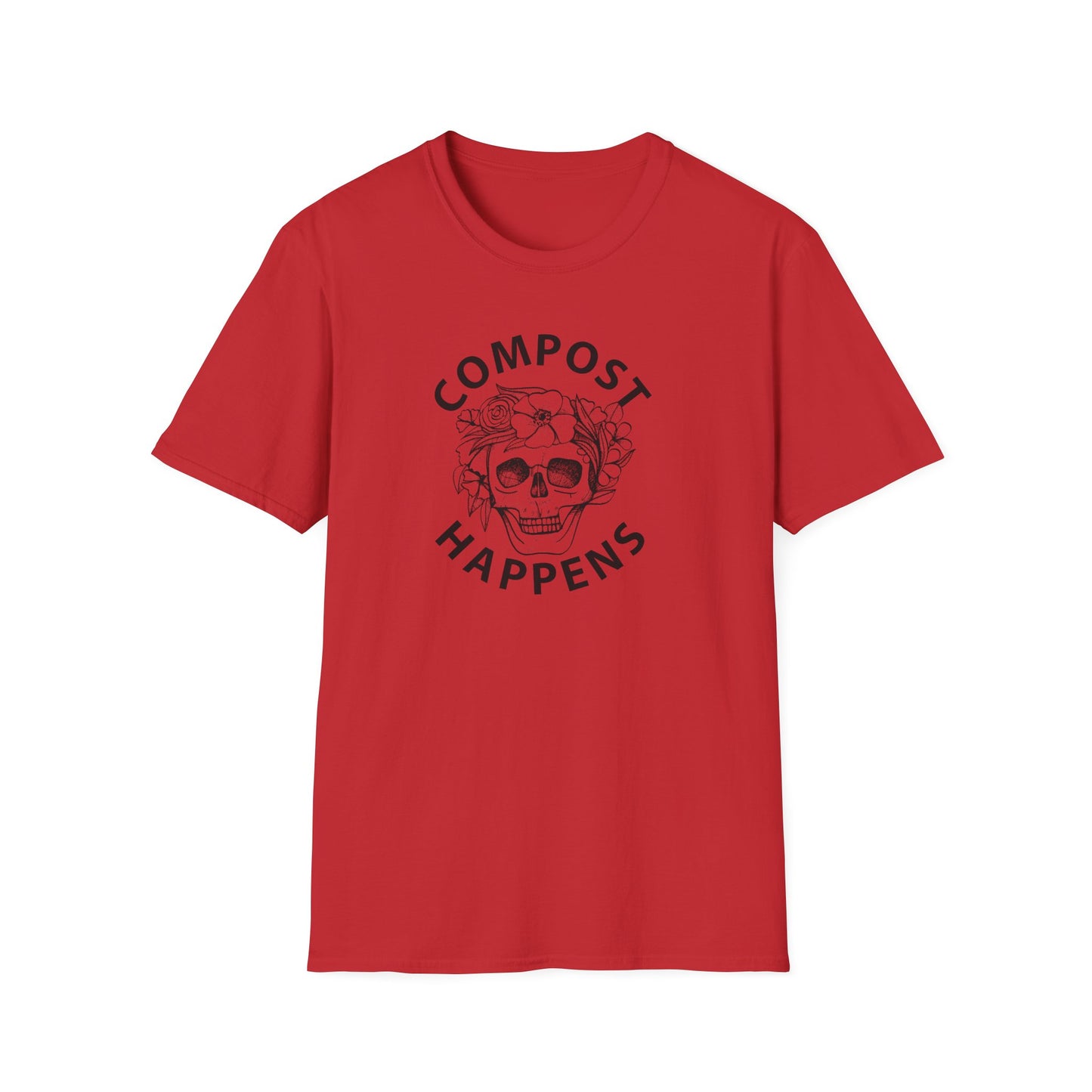 Compost Happens T-Shirt — Skull Floral Eco-Friendly Gardening Tee