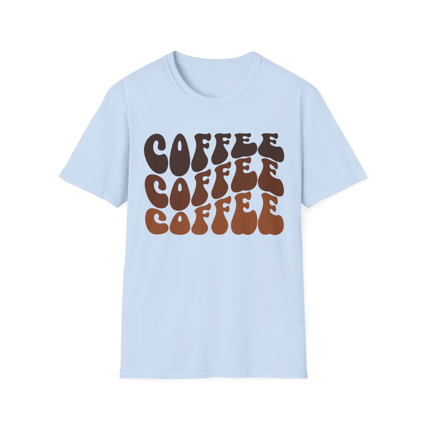 Coffee Repeat T-Shirt — Retro Brown Typography Tee for Coffee Lovers