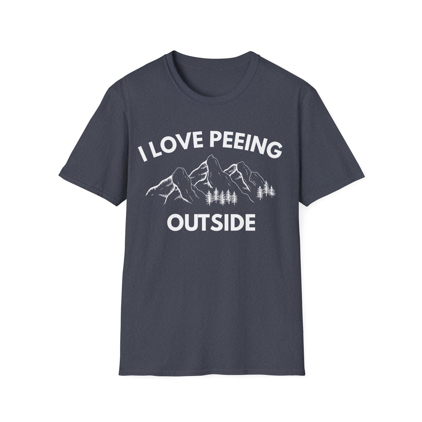 I Love Peeing Outside T-Shirt — Funny Outdoor Camping Tee with Mountain Graphic