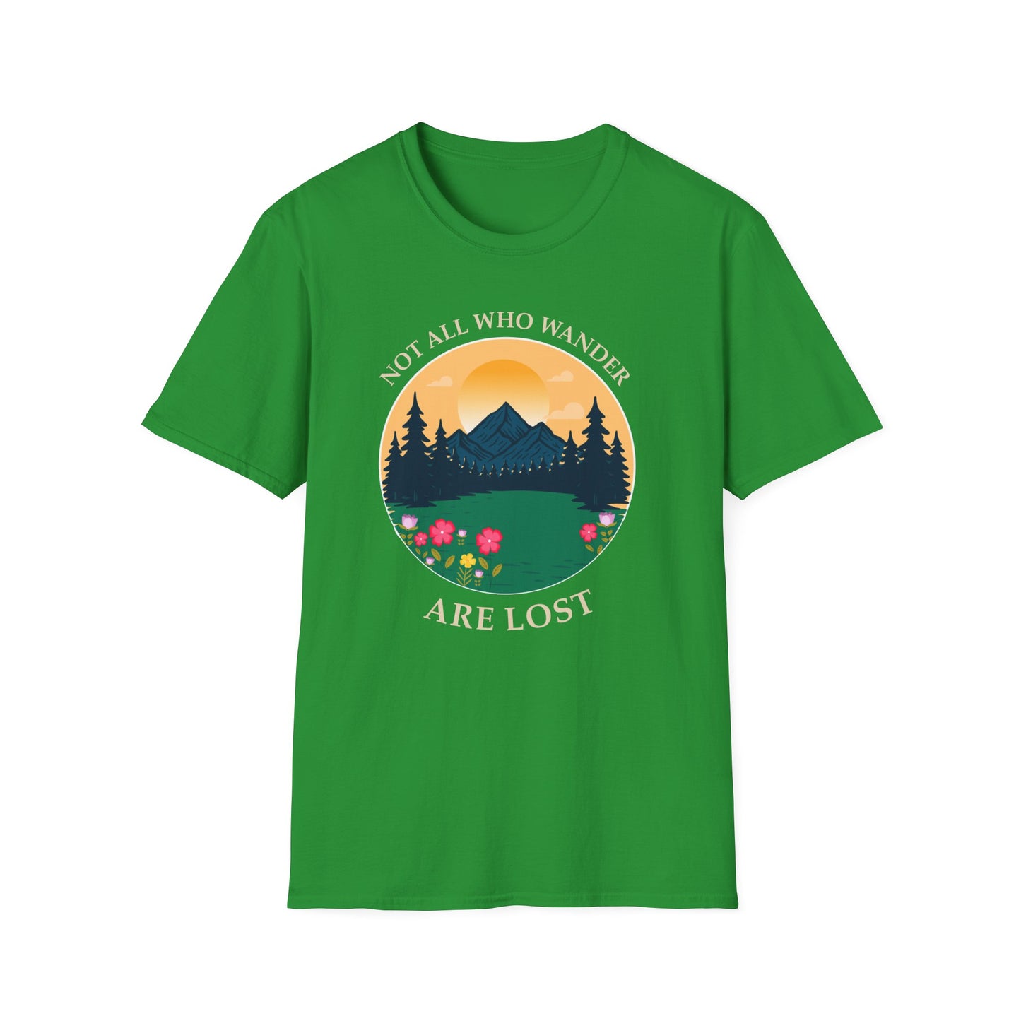 Wanderlust Mountain T-Shirt — "Not All Who Wander Are Lost" Scenic Tee