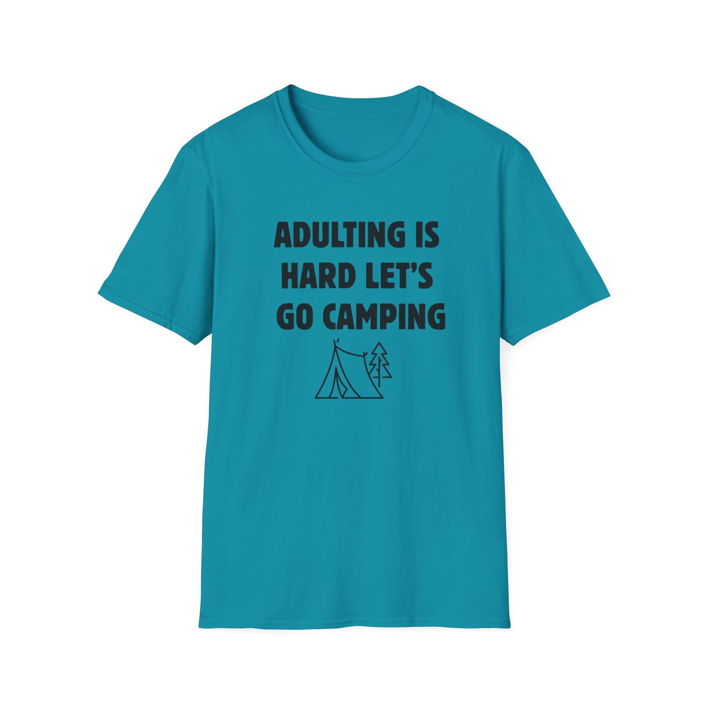 Camping T‑Shirt — "Adulting Is Hard Let’s Go Camping" Casual Outdoor Tee