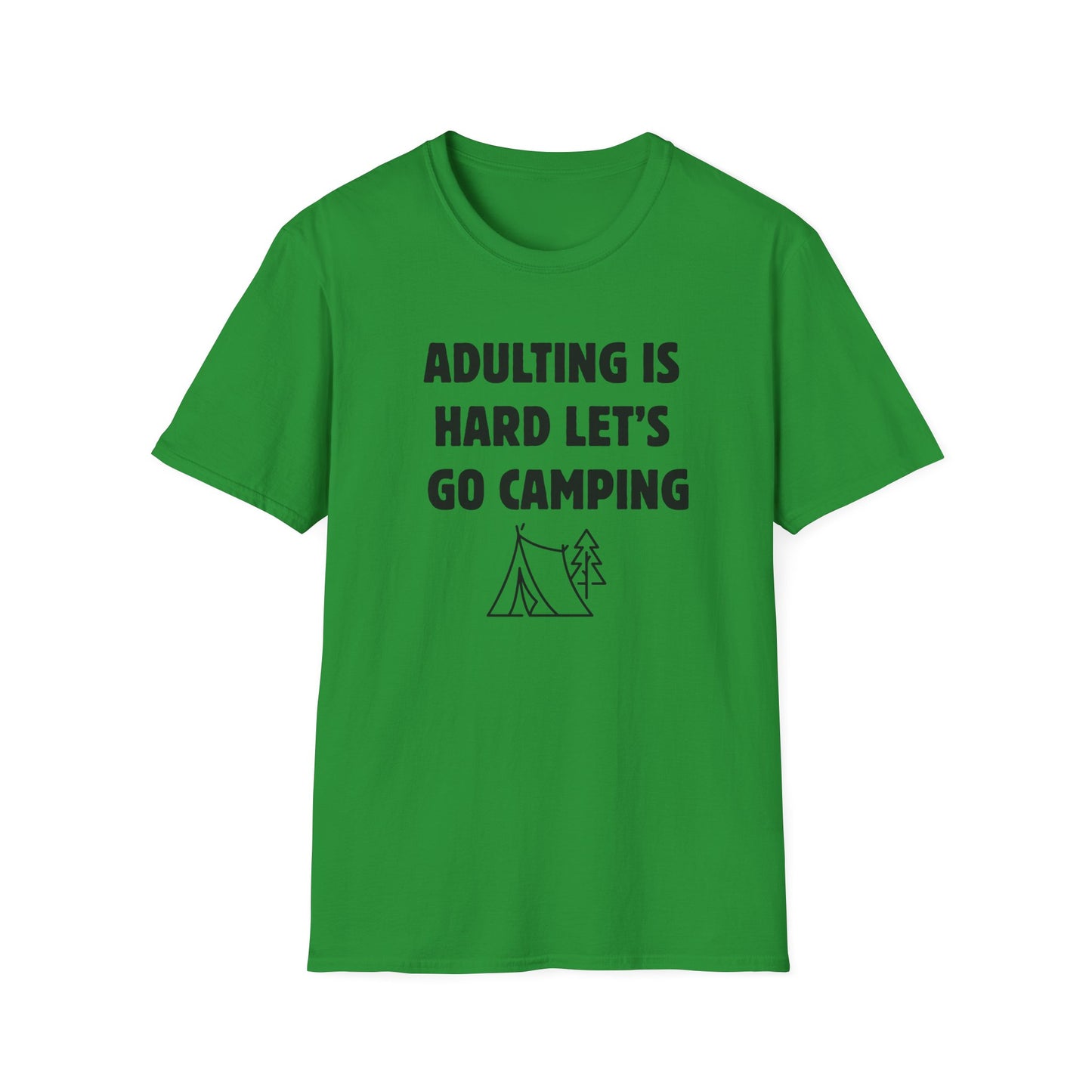 Camping T‑Shirt — "Adulting Is Hard Let’s Go Camping" Casual Outdoor Tee
