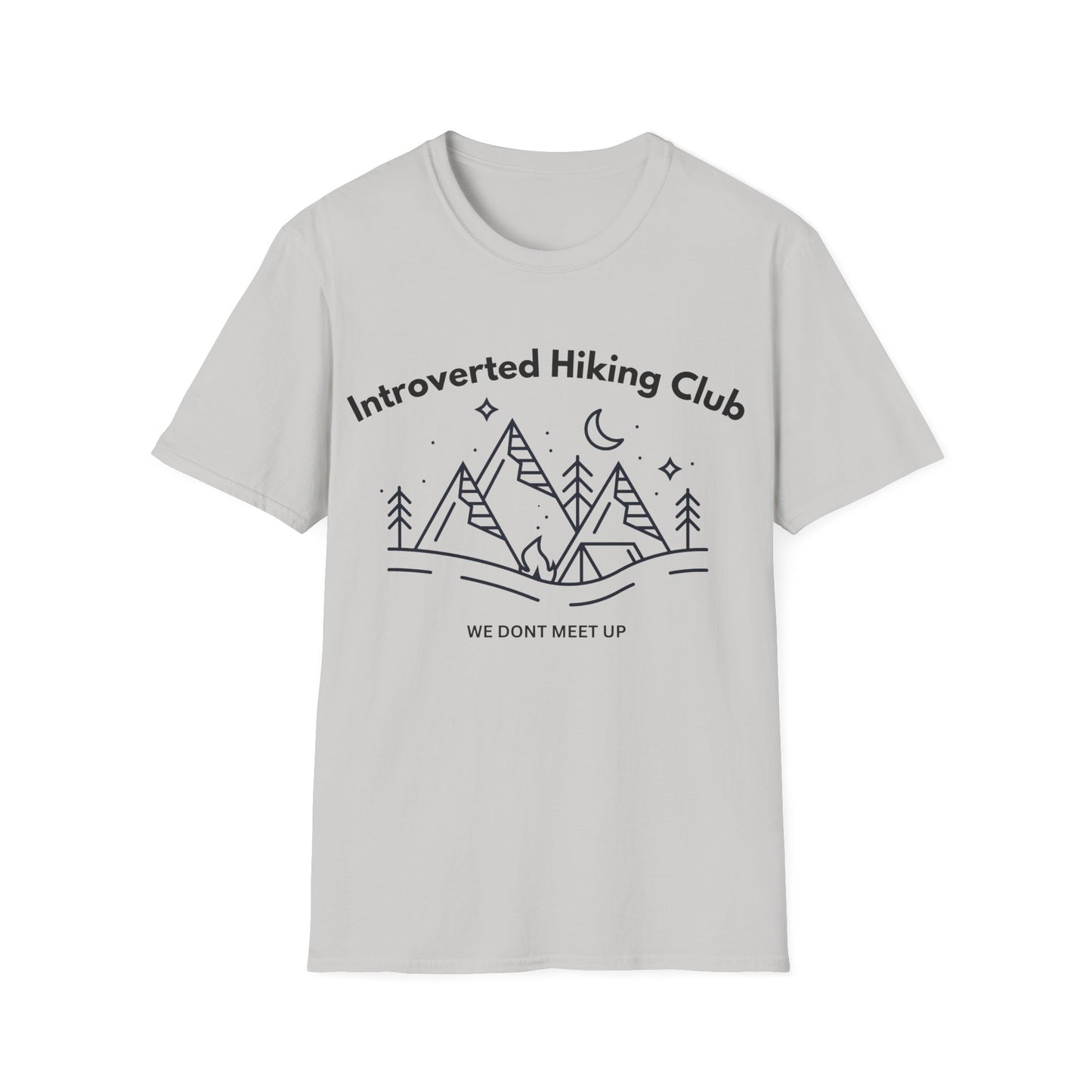 Introverted Hiking Club T-Shirt — 'We Don’t Meet Up' Minimal Mountain Tee