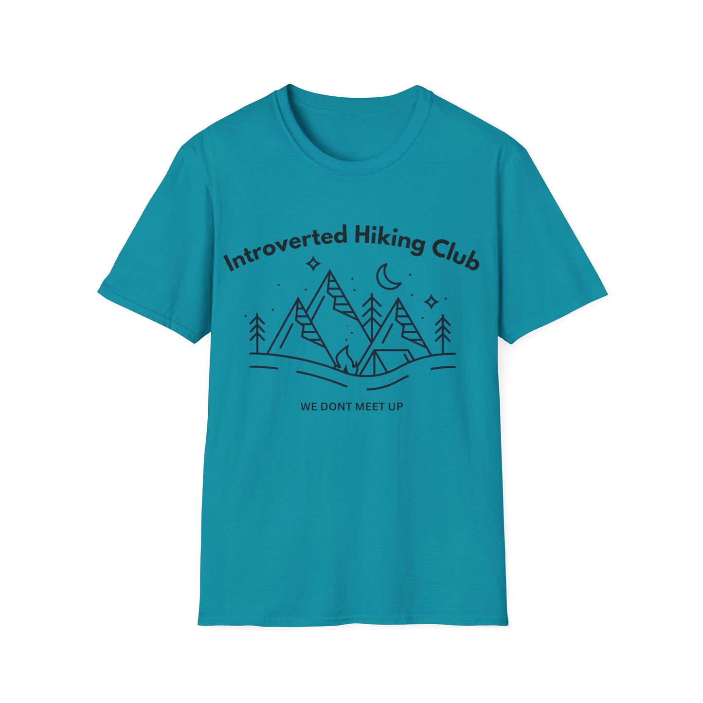 Introverted Hiking Club T-Shirt — 'We Don’t Meet Up' Minimal Mountain Tee