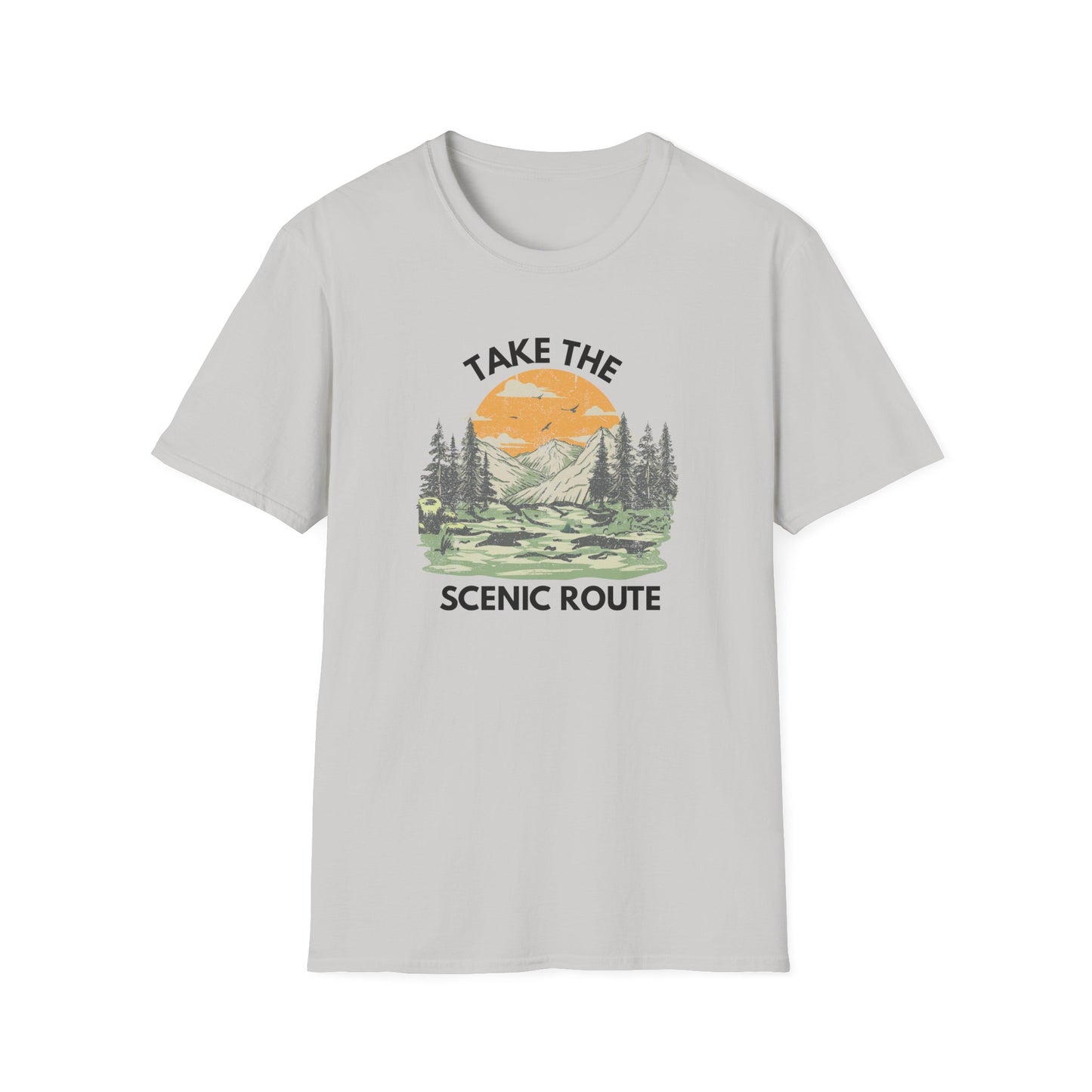 Take The Scenic Route T-Shirt — Vintage Mountain Sunset Outdoor Tee