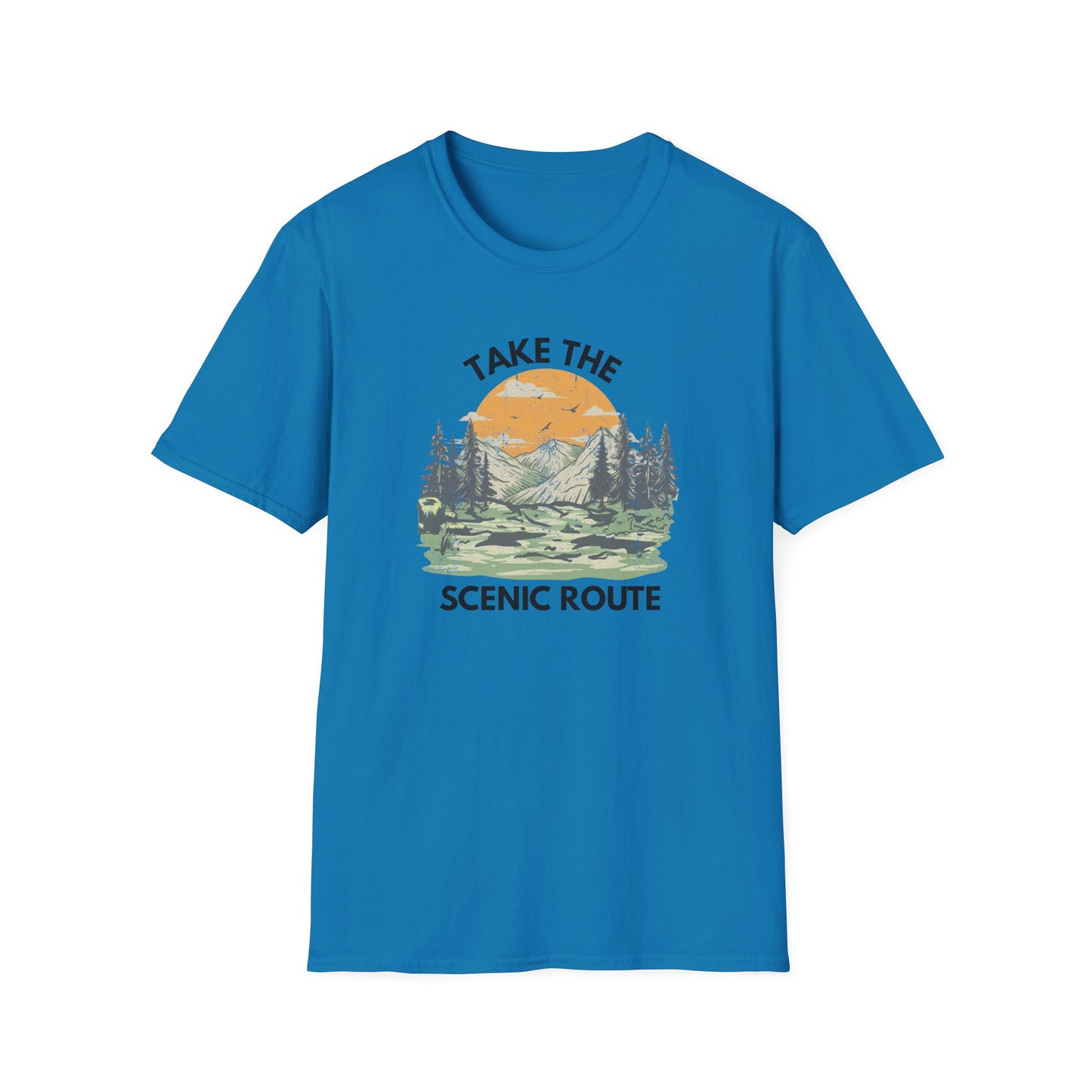 Take The Scenic Route T-Shirt — Vintage Mountain Sunset Outdoor Tee