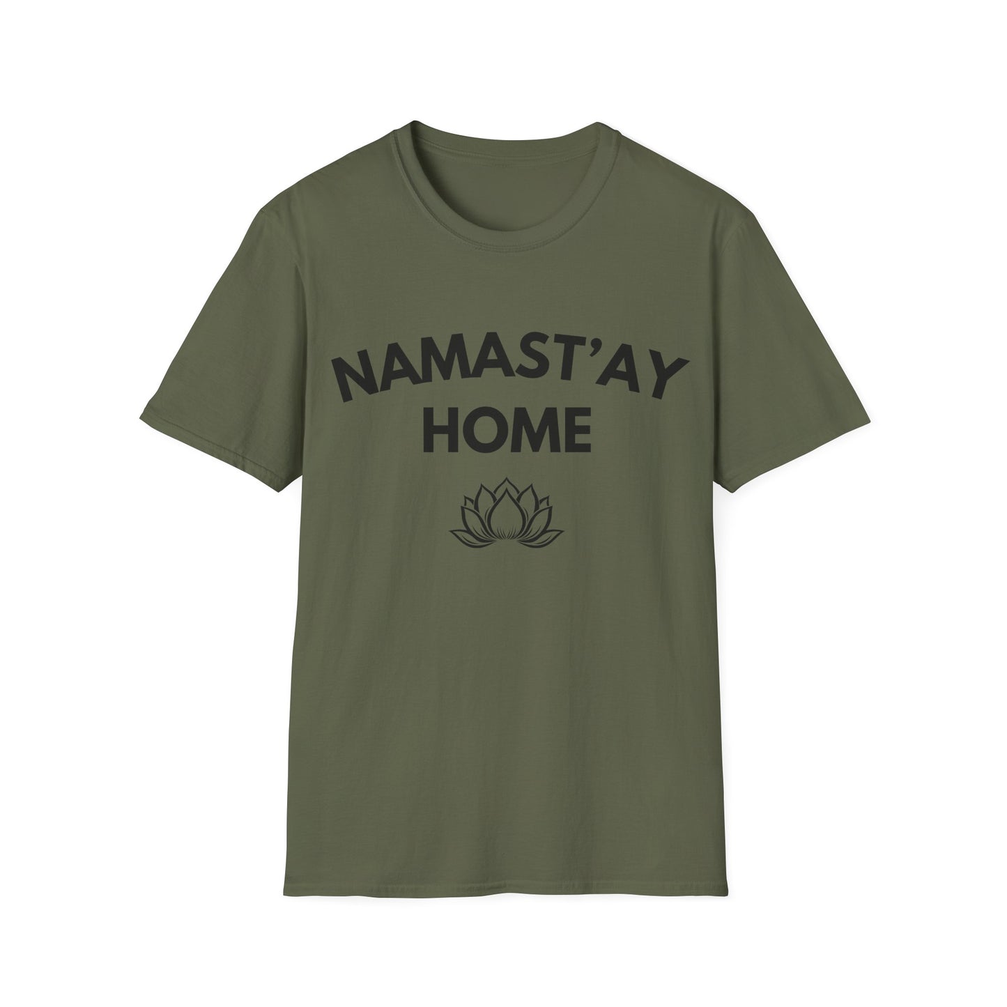Namast'ay Home T-Shirt — Funny Yoga Lotus Tee for Homebodies