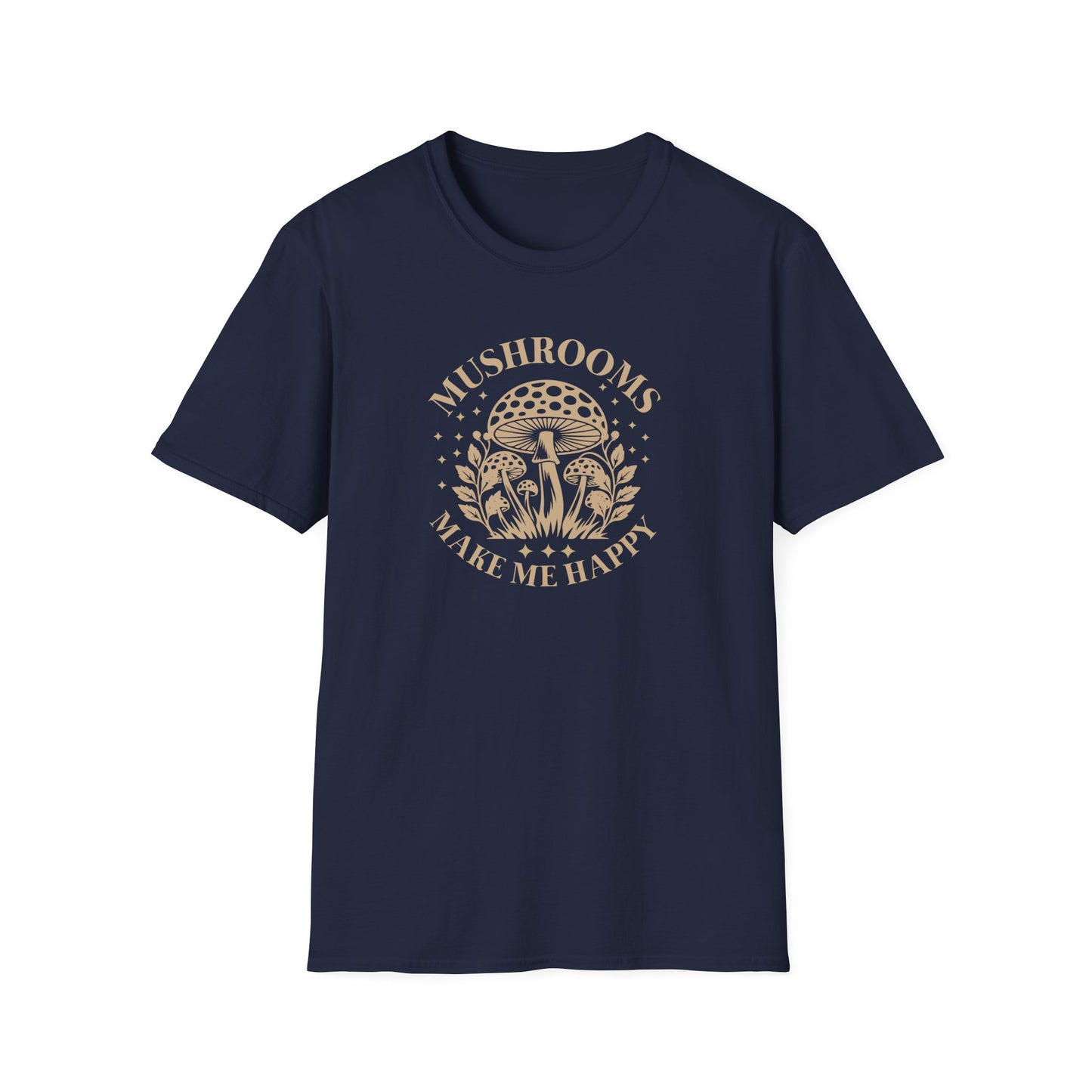 Mushrooms Make Me Happy T-Shirt — Retro Botanical Mushroom Graphic Tee