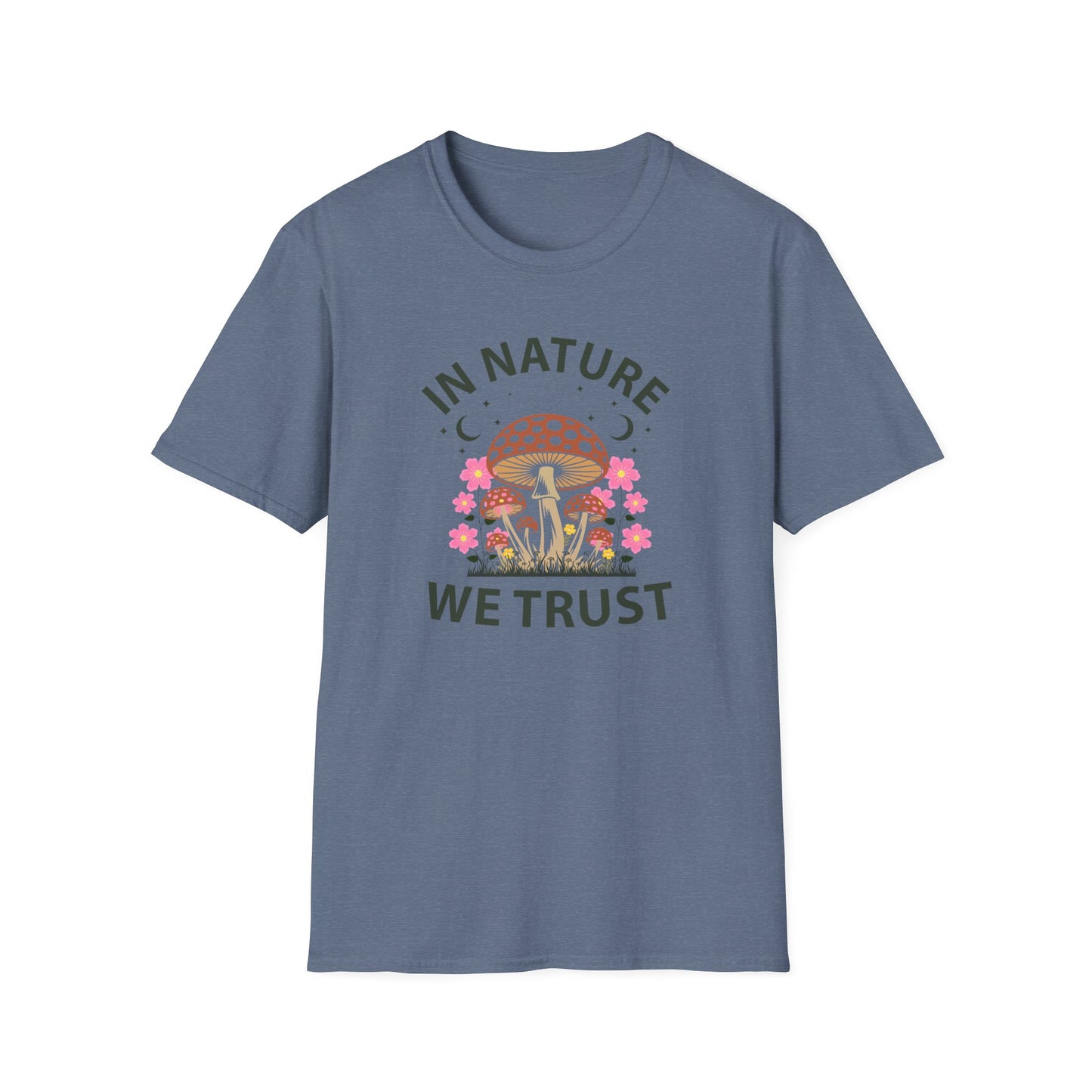 In Nature We Trust Mushroom T-Shirt — Floral Psychedelic Nature Tee