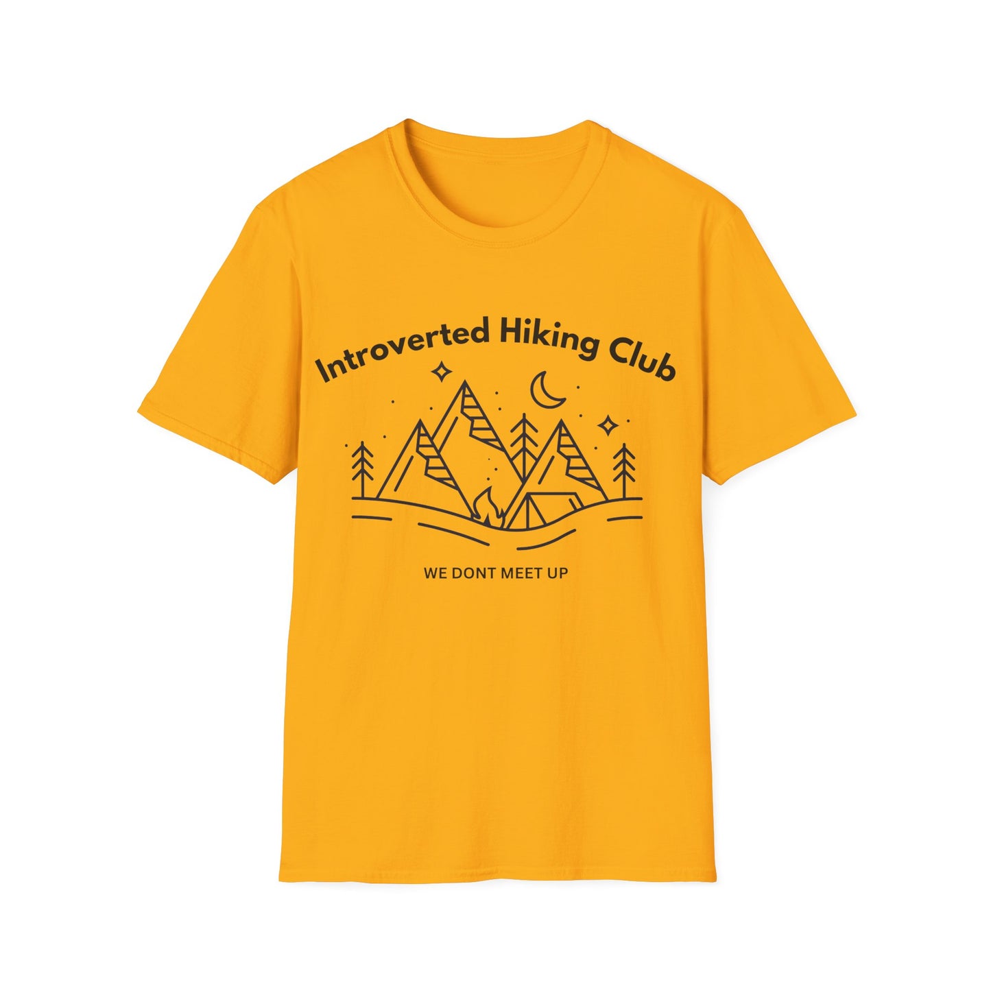 Introverted Hiking Club T-Shirt — 'We Don’t Meet Up' Minimal Mountain Tee