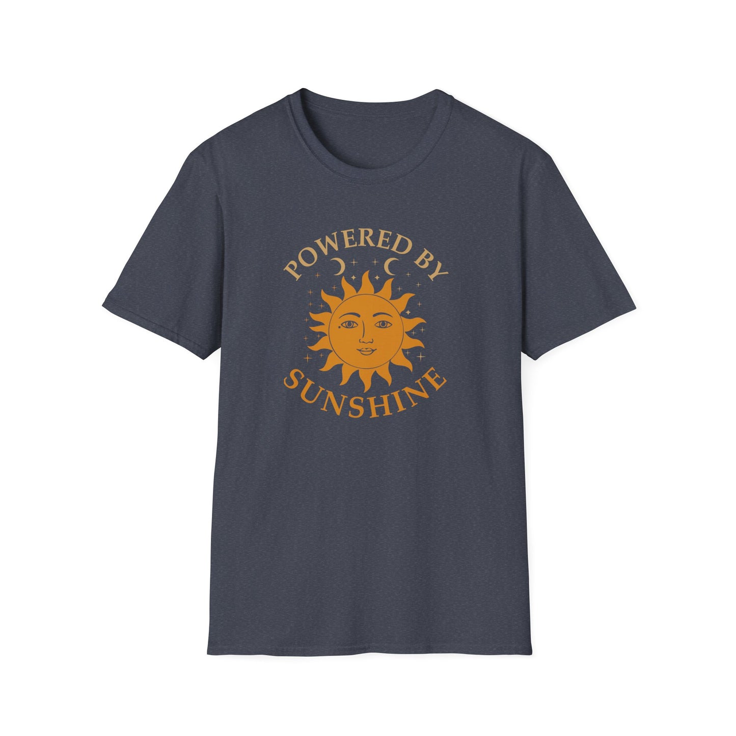 Powered by Sunshine T-Shirt — Retro Sun Graphic Tee