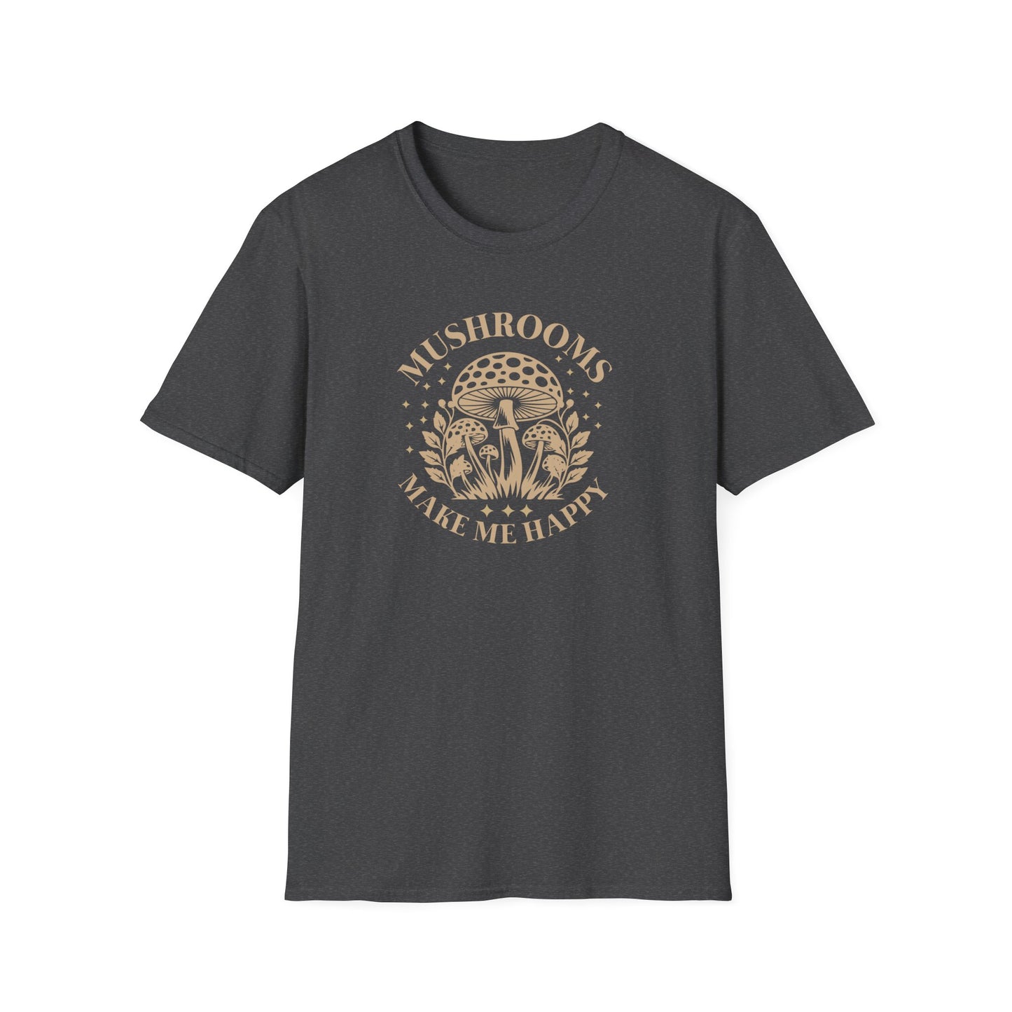 Mushrooms Make Me Happy T-Shirt — Retro Botanical Mushroom Graphic Tee