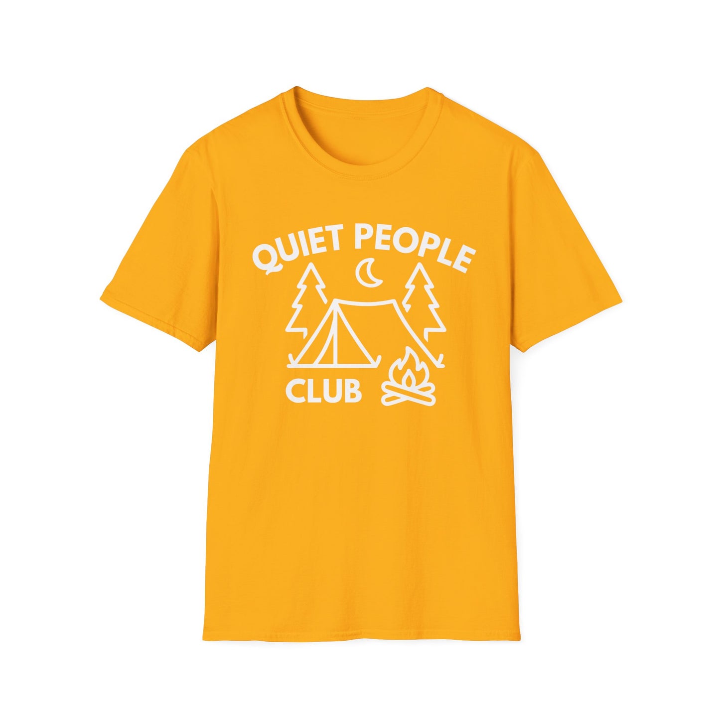 Quiet People Club T-Shirt — Camping Tent Moon Graphic Tee