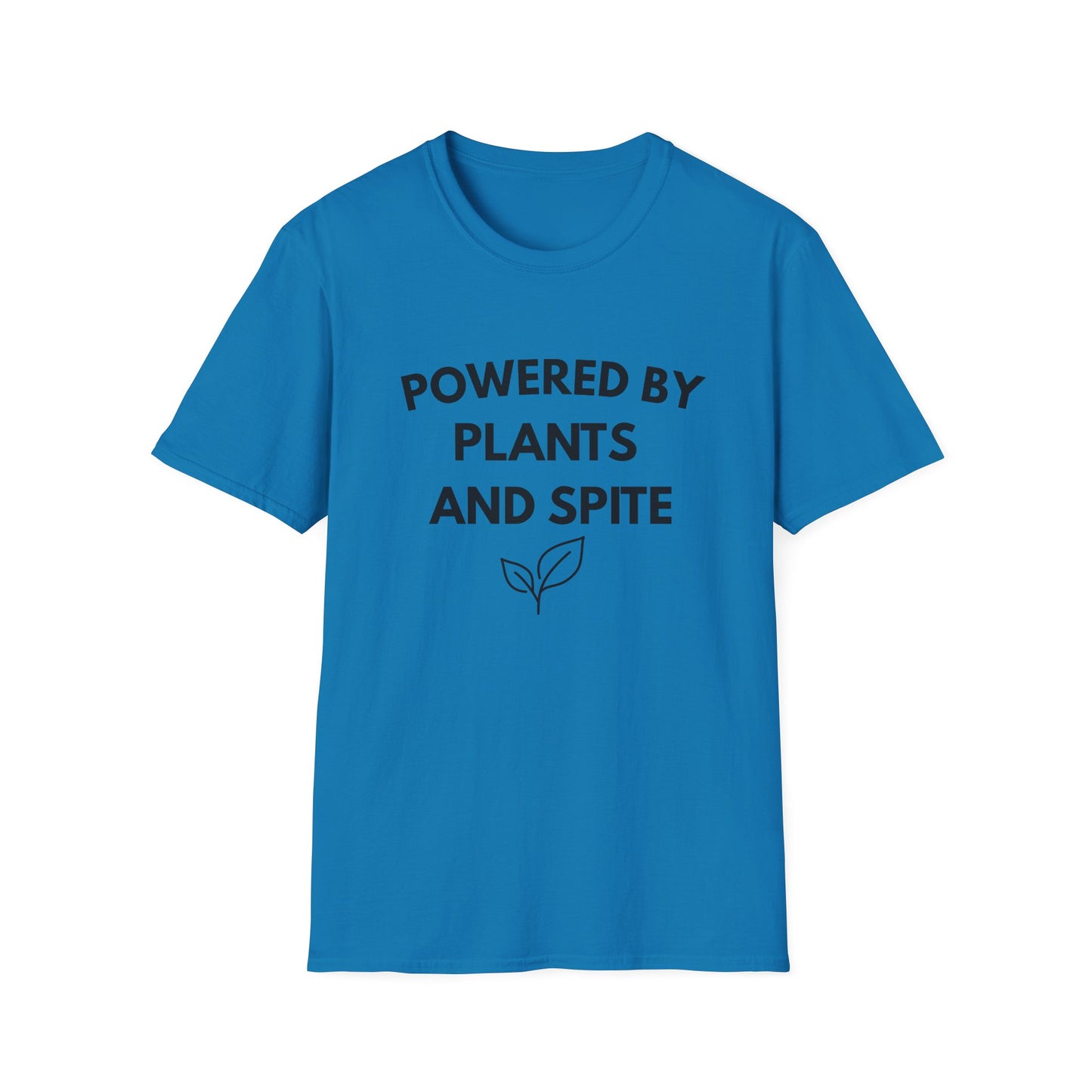 Powered by Plants and Spite T-Shirt — Funny Vegan Plant-Lover Tee