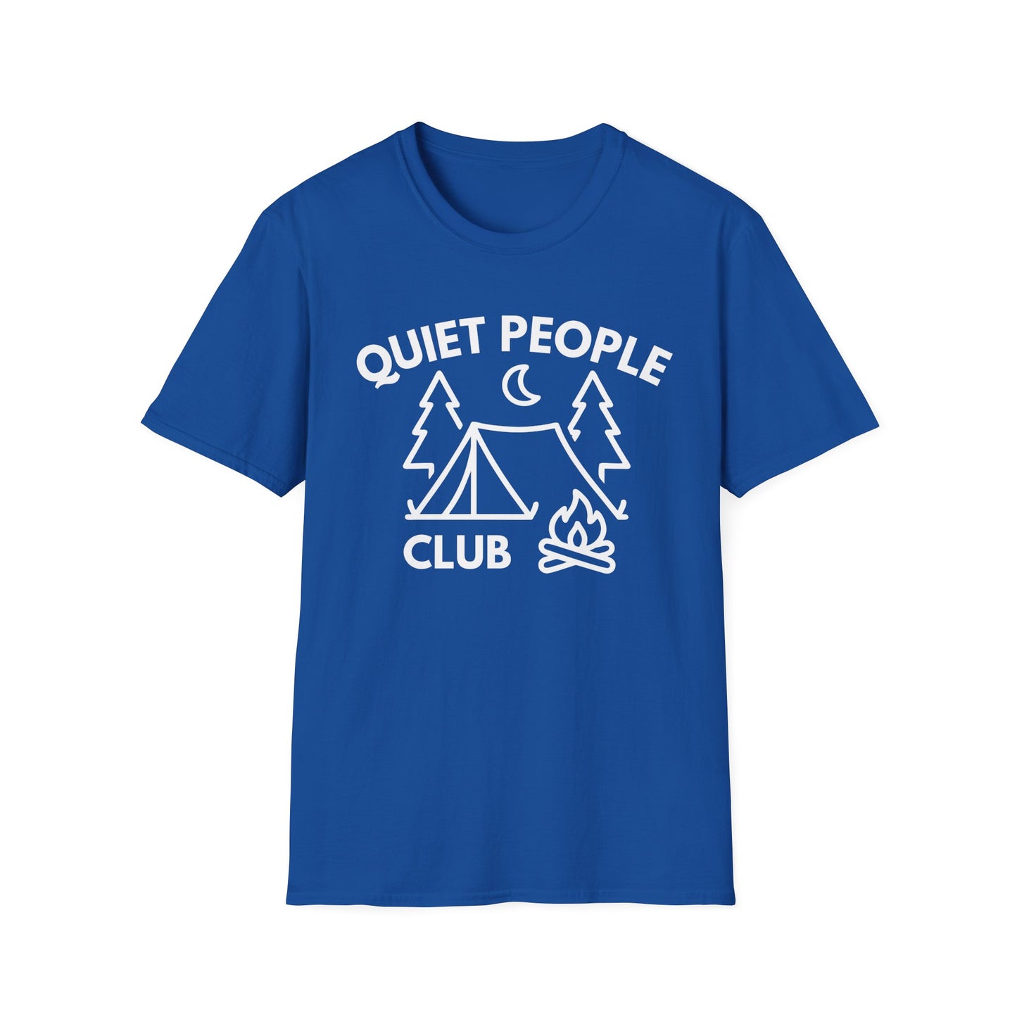 Quiet People Club T-Shirt — Camping Tent Moon Graphic Tee