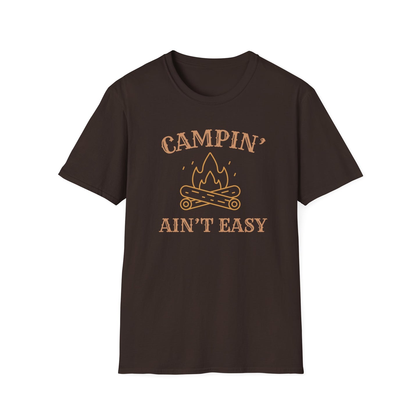 Campin' Ain't Easy T-Shirt — Retro Campfire Graphic Tee for Outdoor Lovers
