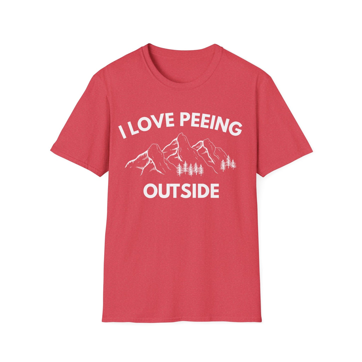 I Love Peeing Outside T-Shirt — Funny Outdoor Camping Tee with Mountain Graphic