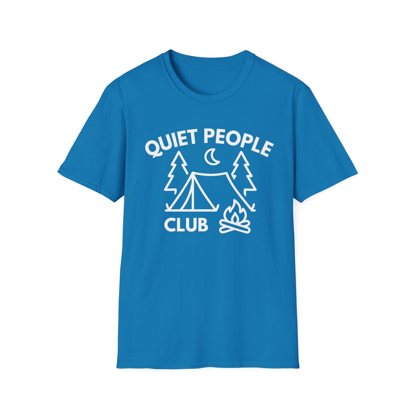 Quiet People Club T-Shirt — Camping Tent Moon Graphic Tee